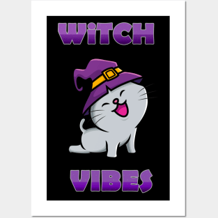 Cute Kawaii Witch Cat  Witch Vibes Wiccan Spiritual Posters and Art